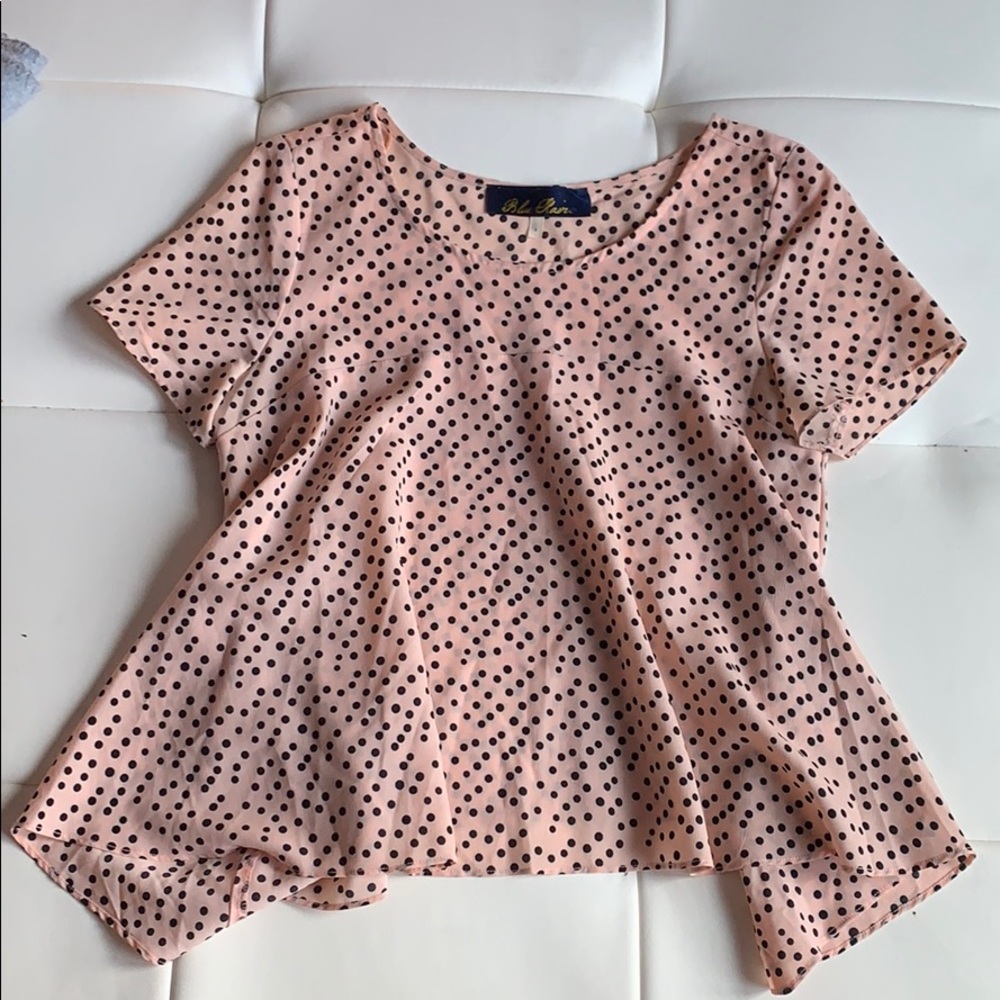Francesca’s Pink Polka Dot Blouse